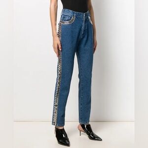 Christopher Kane crystal embellished high rise straight jeans